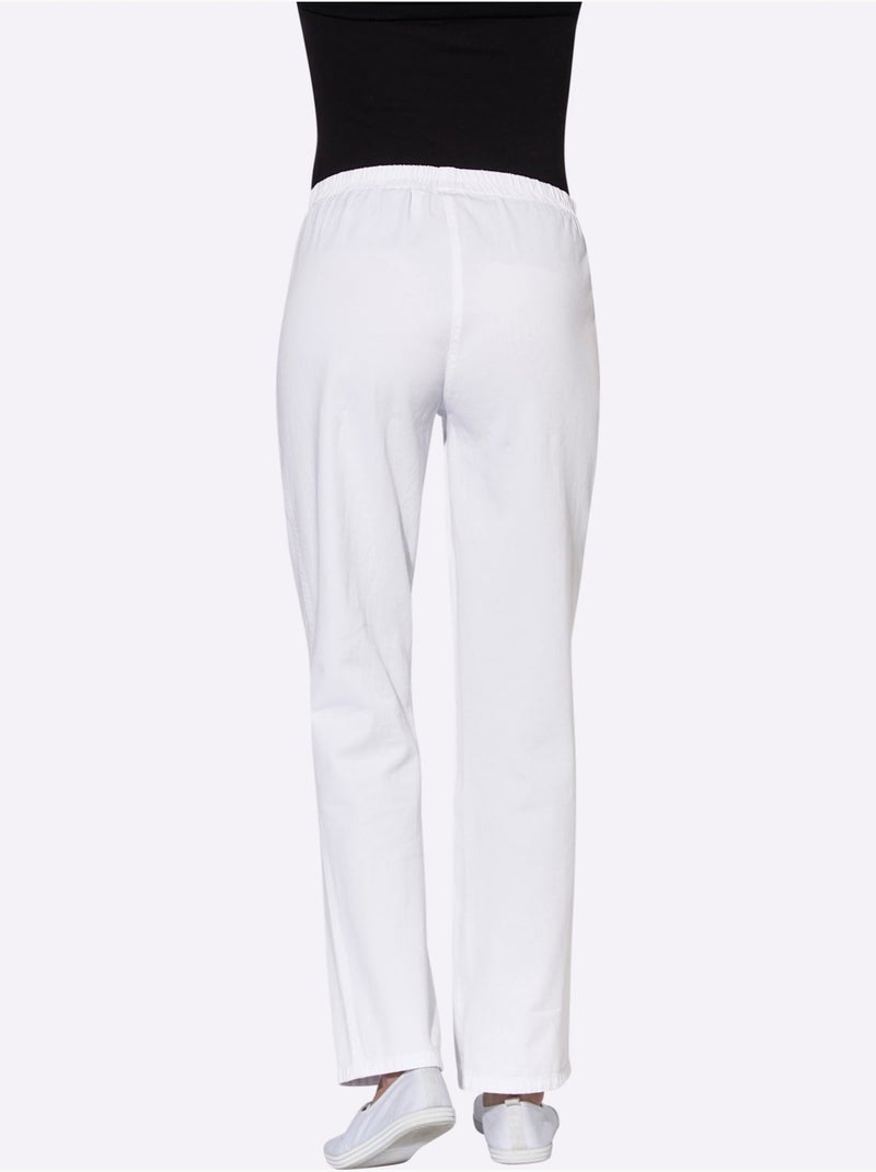 Pantalon élastique avec poches et pieds larges - Taille standard - Witt Blanc - Kiabi
