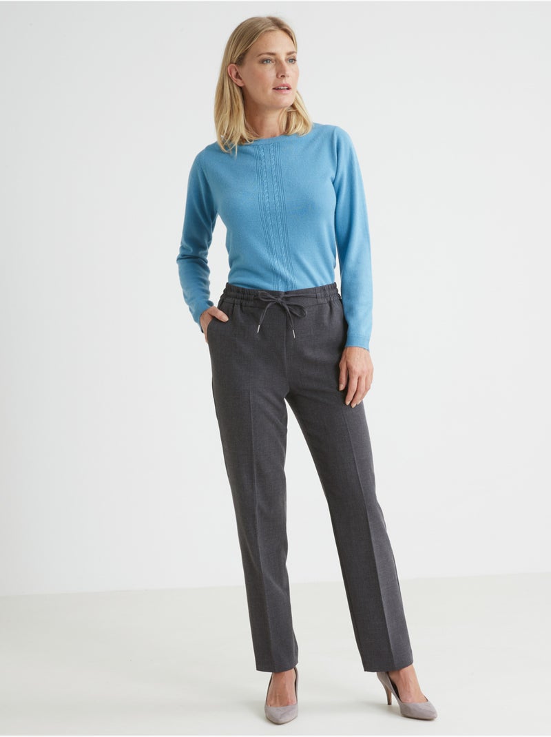 Pantalon élastiqué ceinture droite - DAXON Gris chiné - Kiabi