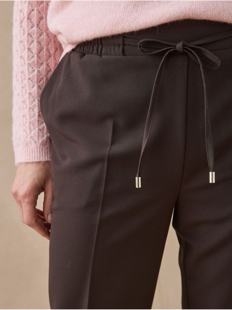 Pantalon élastiqué ceinture droite - DAXON Marron chocolat - Kiabi