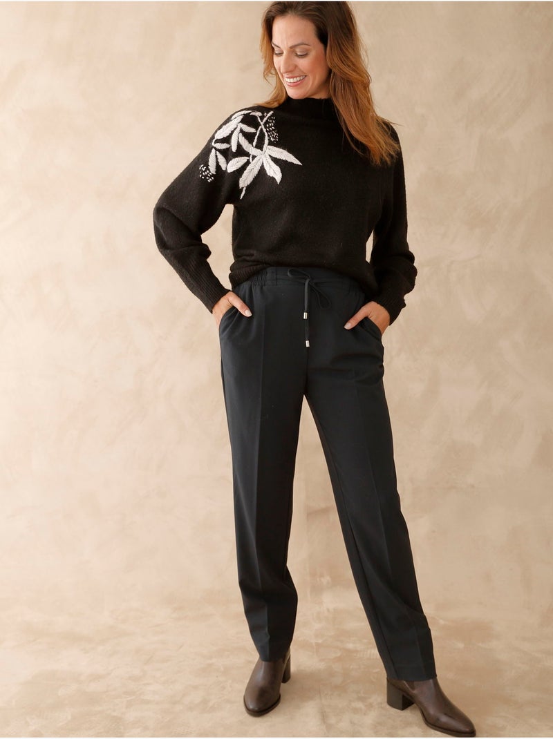 Pantalon élastiqué ceinture droite - daxon Noir Noir - Kiabi