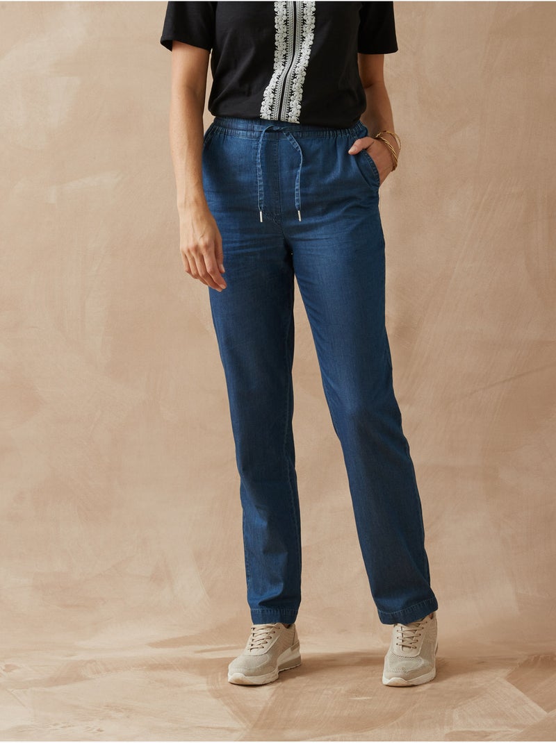 Pantalon élastiqué chambray - DAXON Bleu - Kiabi