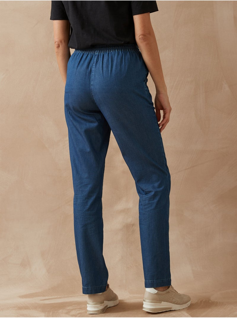 Pantalon élastiqué chambray - DAXON Bleu - Kiabi