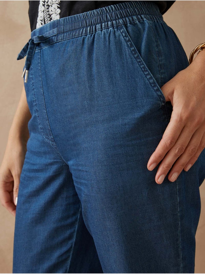 Pantalon élastiqué chambray - DAXON Bleu - Kiabi