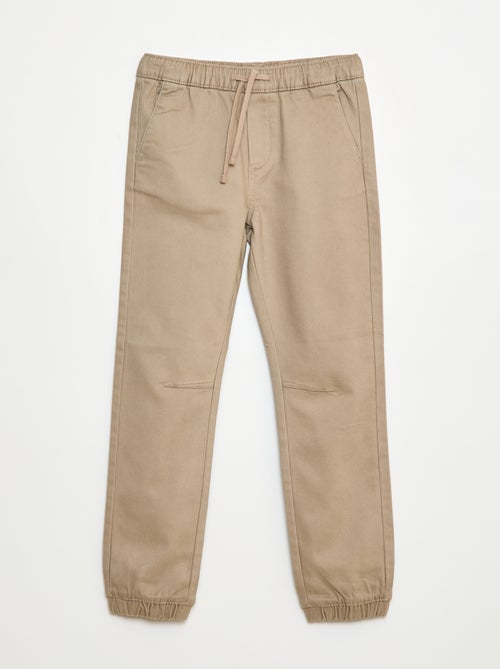 Pantalon élastiqué en coton - Kiabi