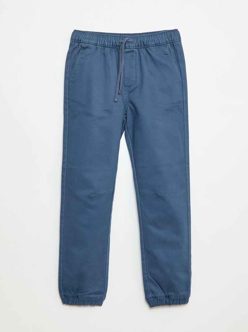 Pantalon élastiqué en coton Bleu - Kiabi