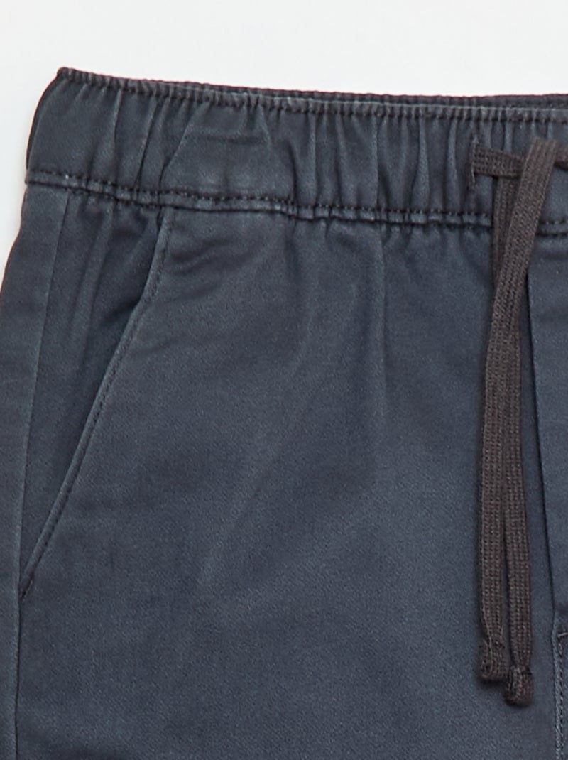 Pantalon élastiqué en coton Noir - Kiabi