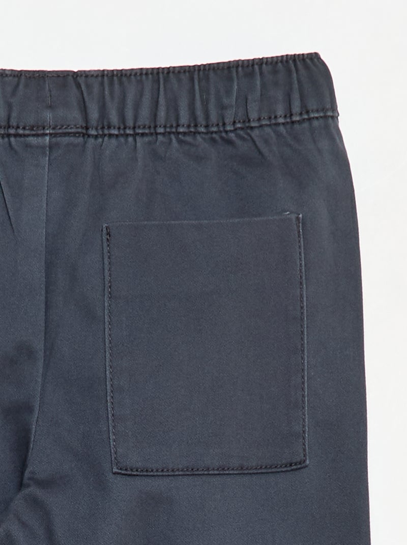 Pantalon élastiqué en coton Noir - Kiabi