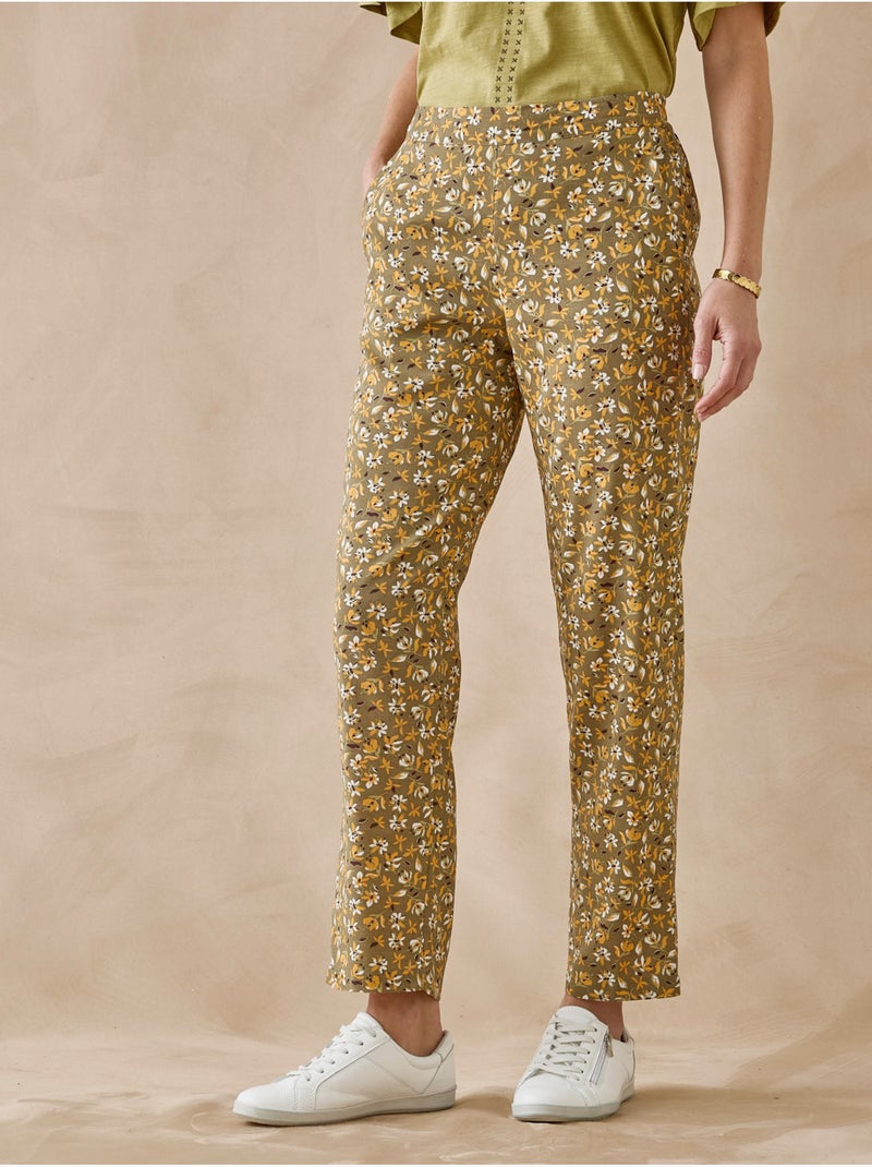 Pantalon élastiqué fluide - DAXON Blanc/Jaune/Vert - Kiabi