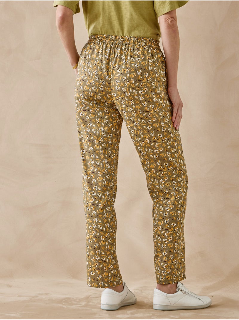 Pantalon élastiqué fluide - DAXON Blanc/Jaune/Vert - Kiabi