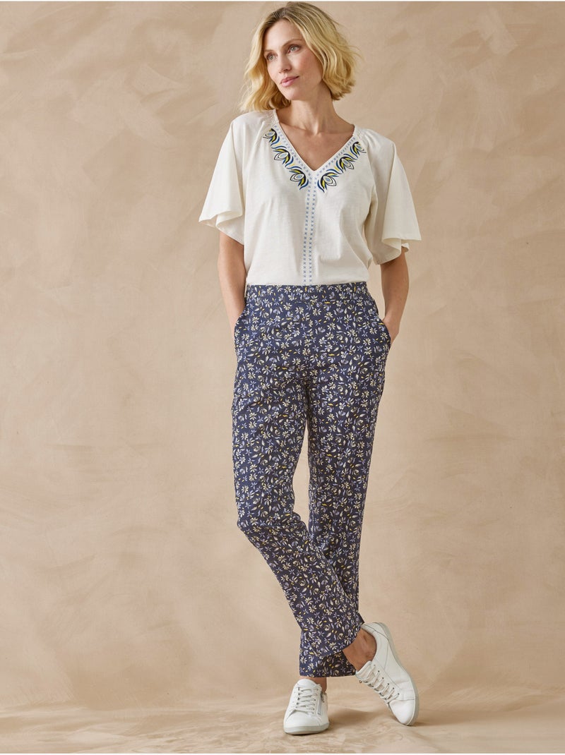 Pantalon élastiqué fluide - DAXON Marine/Multicolore - Kiabi