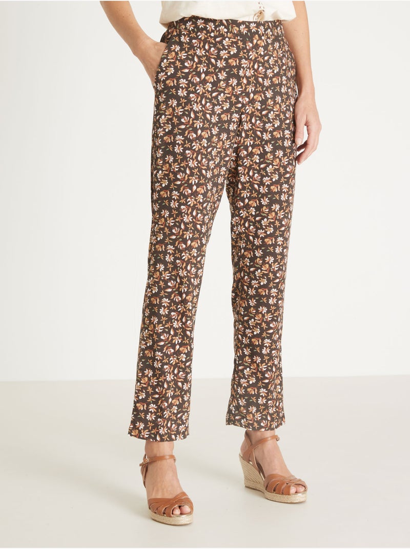 Pantalon élastiqué fluide - DAXON Marron chocolat - Kiabi