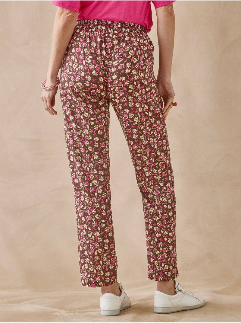 Pantalon élastiqué fluide - DAXON Marron/Multicolore - Kiabi