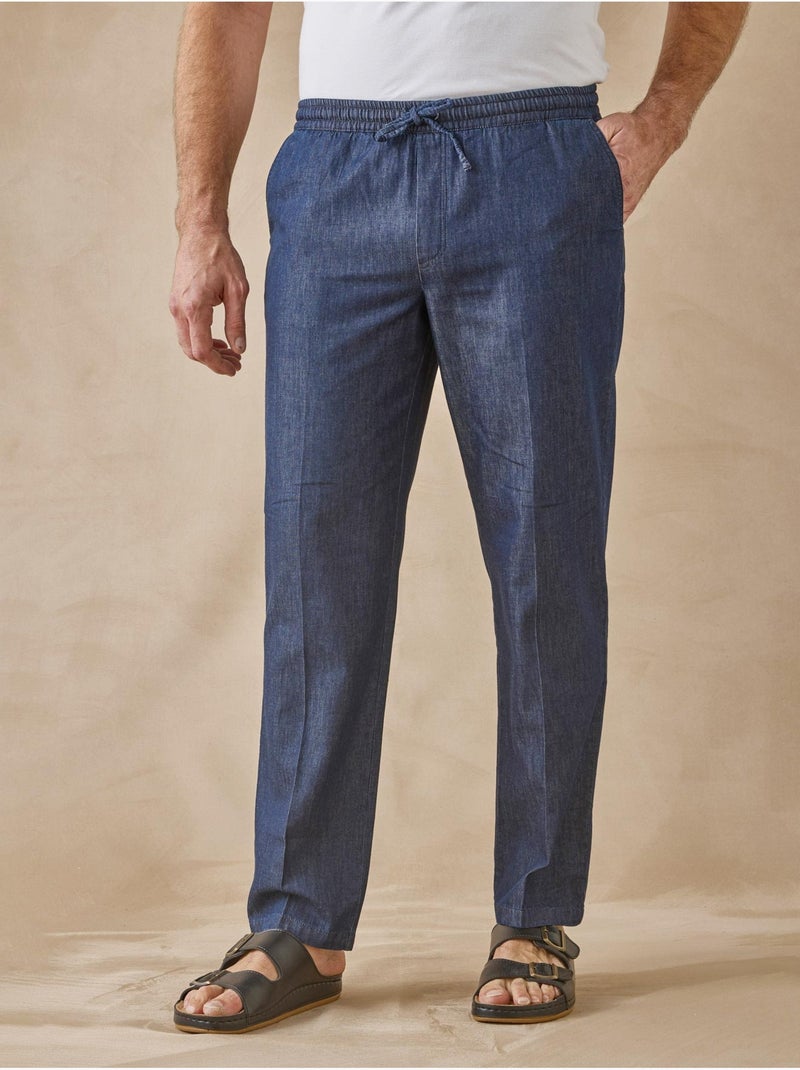 Pantalon élastiqué homme denim léger - DAXON Bleu - Kiabi
