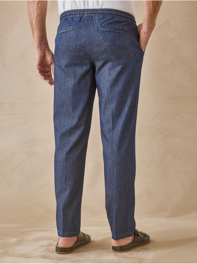 Pantalon élastiqué homme denim léger - DAXON Bleu - Kiabi