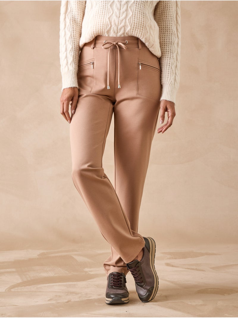 Pantalon élastiqué maille milano - DAXON Marron chocolat - Kiabi