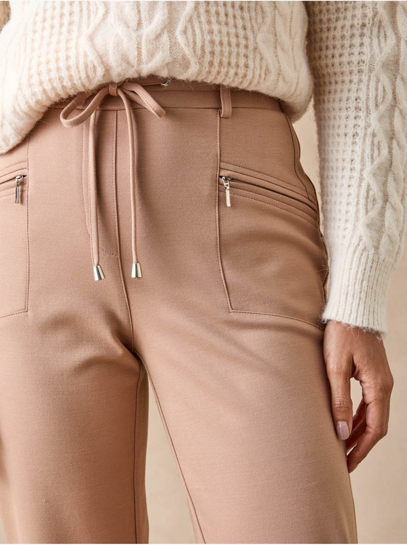 Pantalon élastiqué maille milano - DAXON Marron chocolat - Kiabi