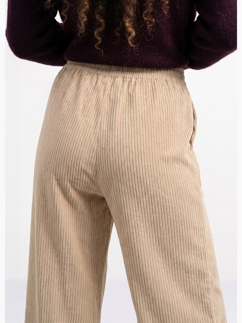 Pantalon élastique velours grosses cotes - afibel Beige - Kiabi