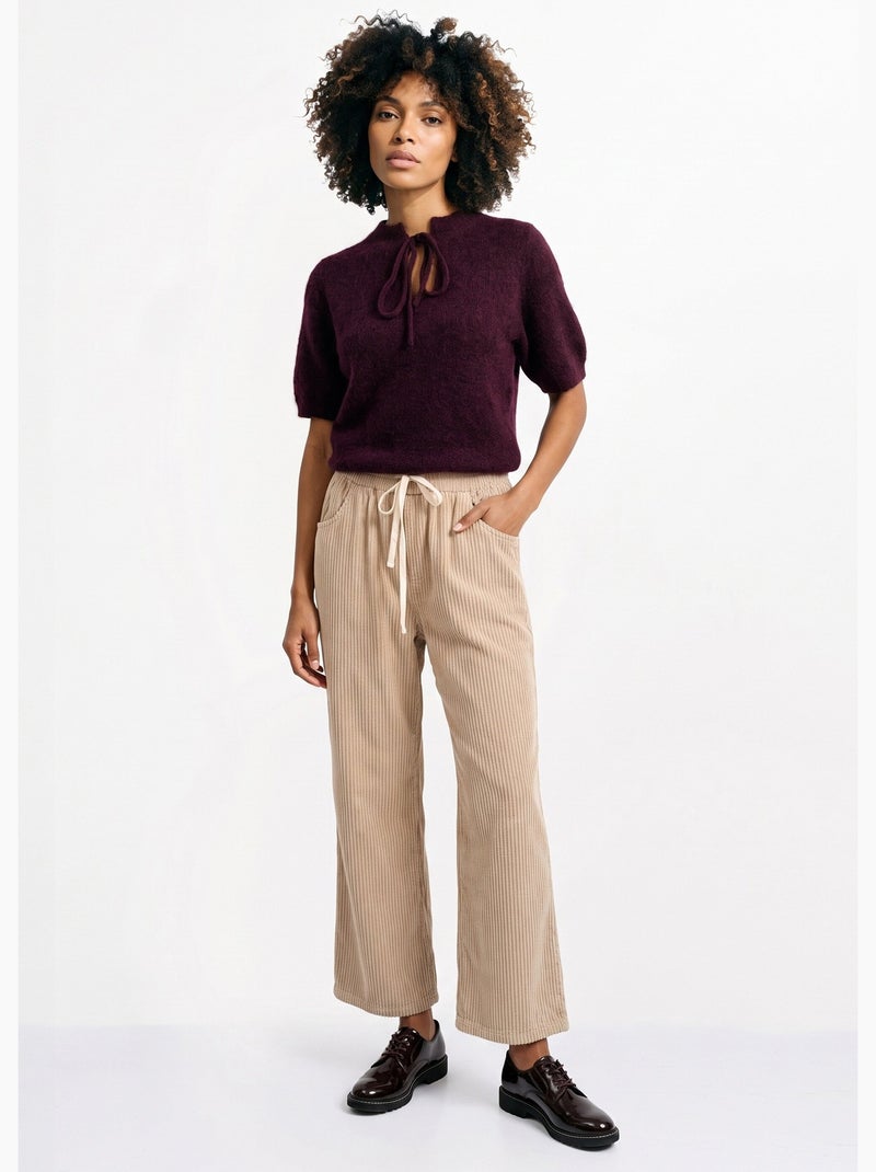 Pantalon élastique velours grosses cotes - afibel Beige - Kiabi
