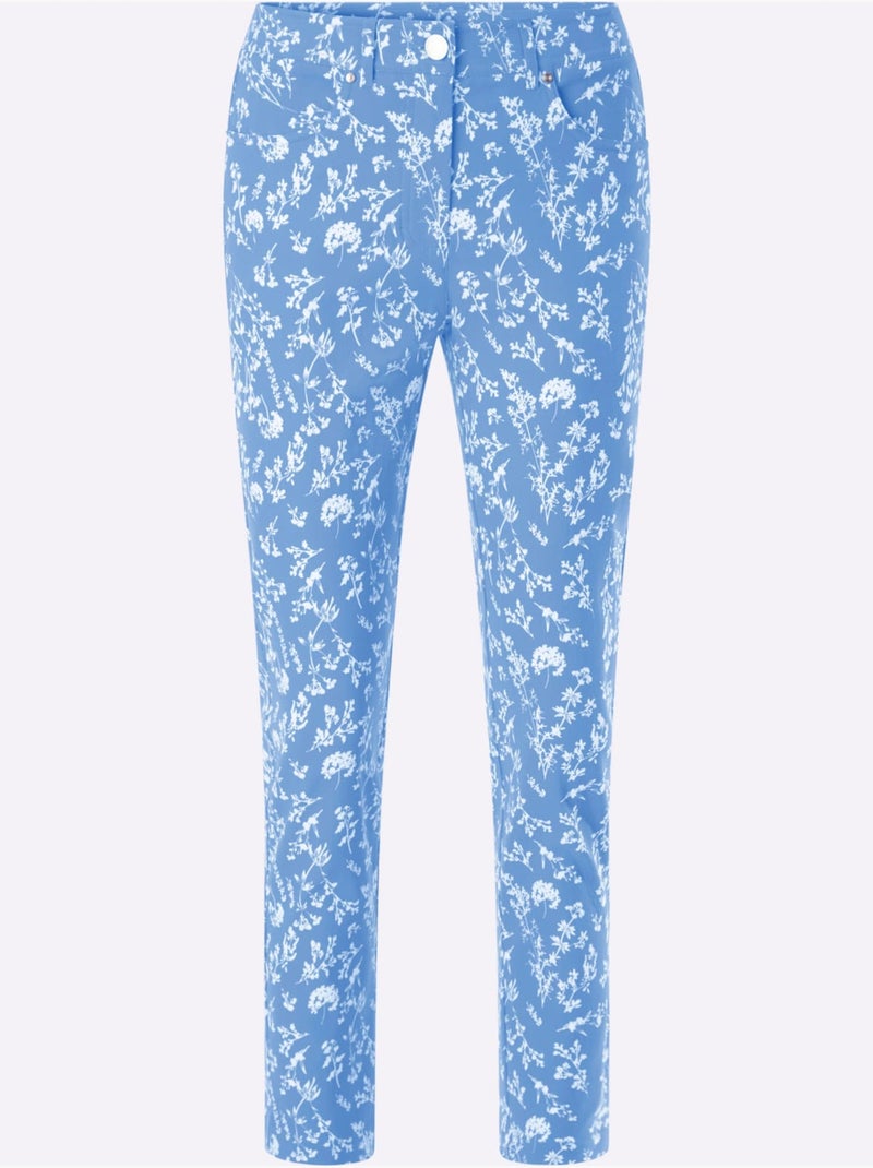 Pantalon En Bengaline 77% Viscose - Taille Standard - Witt Bleu Ecru - Kiabi