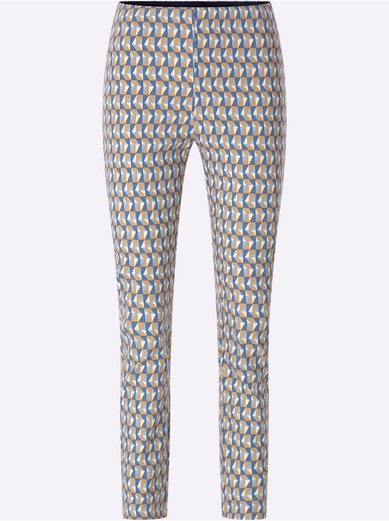 Pantalon en bengaline 78% viscose - taille standard - helline Bleu Ecru - Kiabi