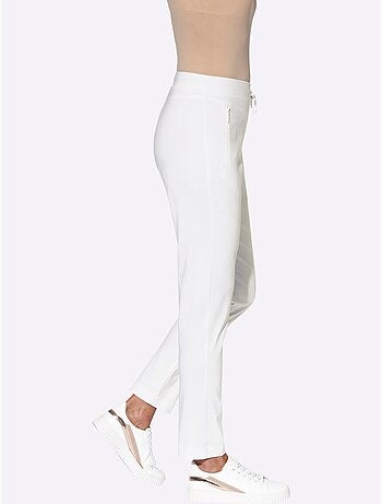 Pantalon en bengaline à ceinture élastique avec poches zippées - Taille standard - Moda Vilona