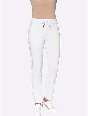 Pantalon en bengaline à ceinture élastique avec poches zippées - Taille standard - Moda Vilona