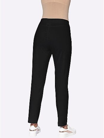 Pantalon en bengaline à ceinture élastique avec poches zippées - Taille standard - Moda Vilona