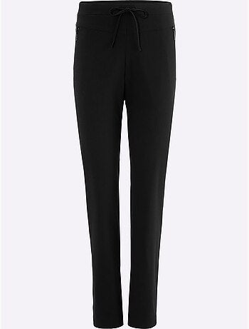 Pantalon en bengaline à ceinture élastique avec poches zippées - Taille standard - Moda Vilona