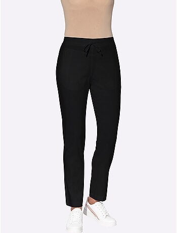 Pantalon en bengaline à ceinture élastique avec poches zippées - Taille standard - Moda Vilona