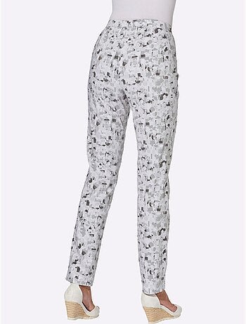 Pantalon en bengaline à motif minimaliste et ceinture gainante - Taille courte - Moda Vilona