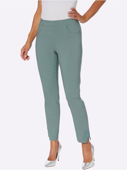 Pantalon en bengaline avec dentelle et ceinture élastique - taille courte - moda vilona - Kiabi
