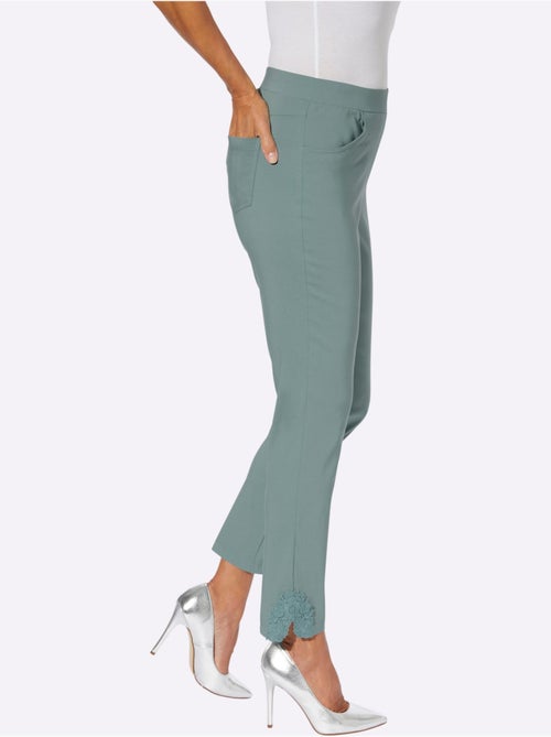 Pantalon en bengaline avec dentelle et ceinture élastique - taille courte - moda vilona - Kiabi