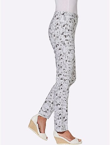 Pantalon en bengaline avec motif minimaliste et ceinture gainante - Taille standard - Moda Vilona