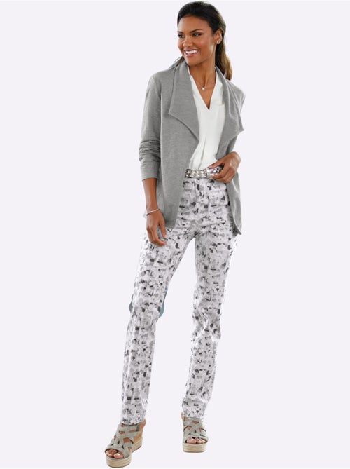 Pantalon en bengaline avec motif minimaliste et ceinture gainante - Taille standard - Moda Vilona - Kiabi