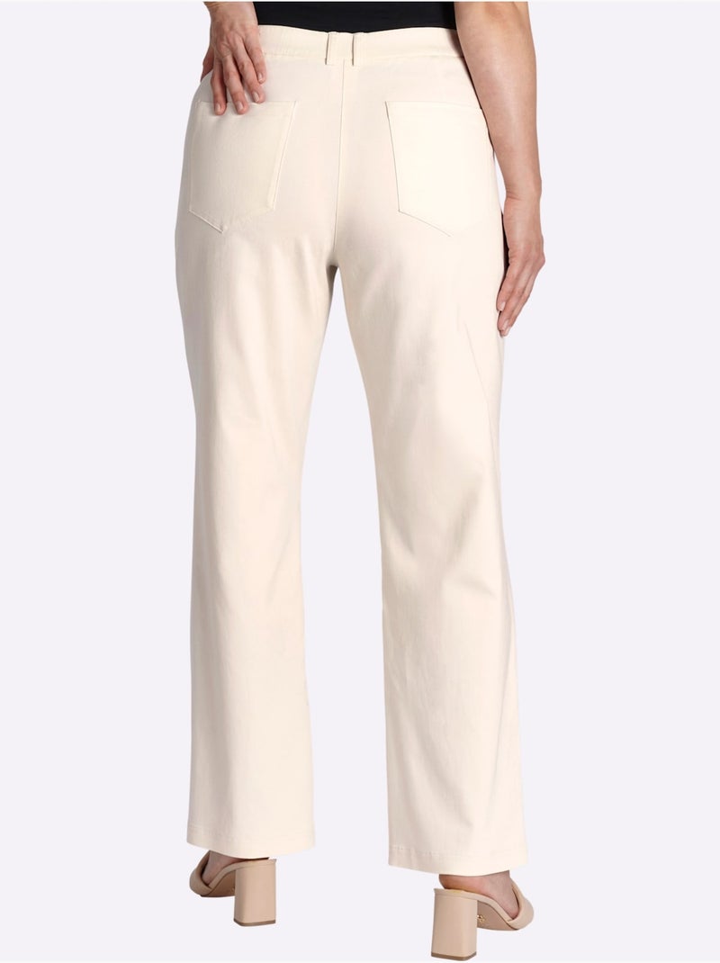 Pantalon En Bengaline Empiècement Confortable Et élastique Au Dos - Taille Standard - Sheego Ivoire - Kiabi