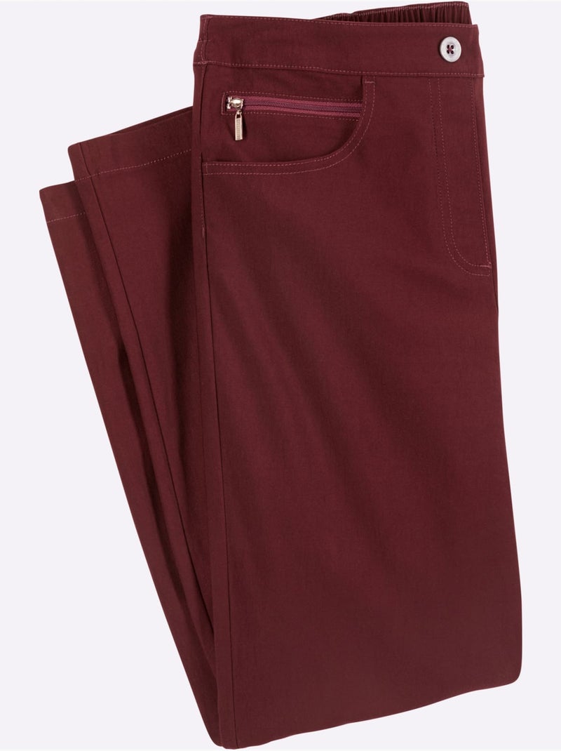 Pantalon En Bengaline Qualité Extensible - Taille Courte - Moda Vilona Bordeaux - Kiabi