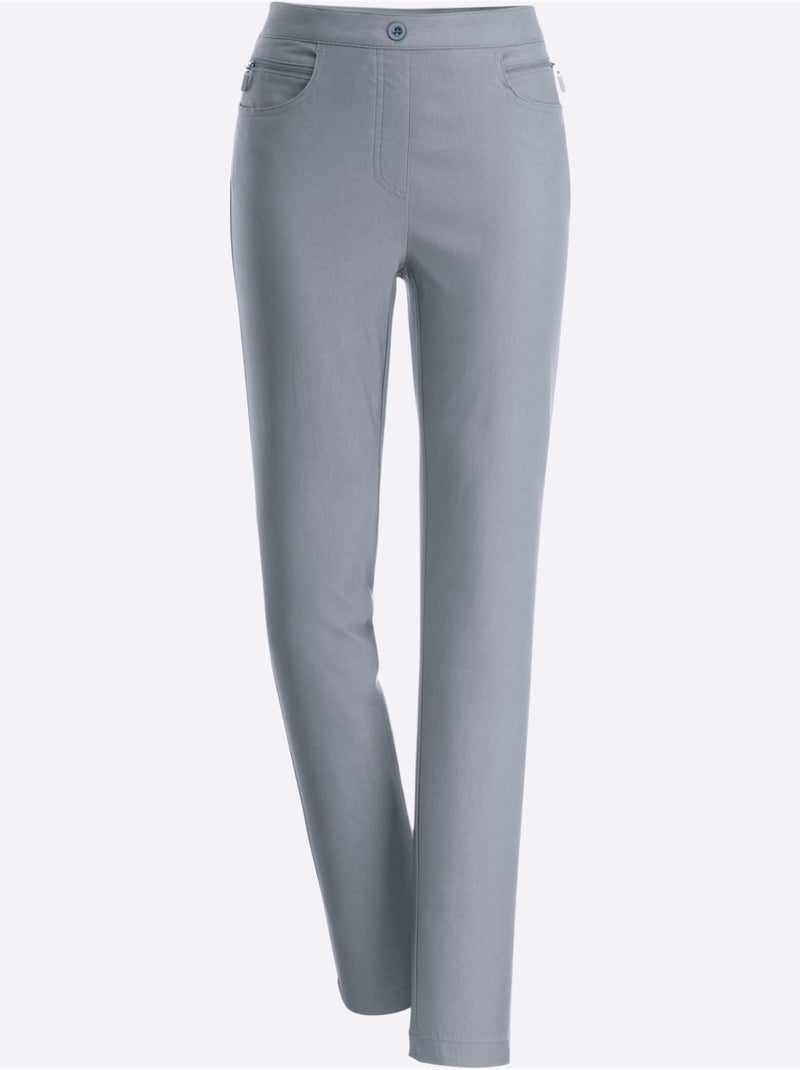 Pantalon En Bengaline Qualité Extensible - Taille Courte - Moda Vilona Gris - Kiabi