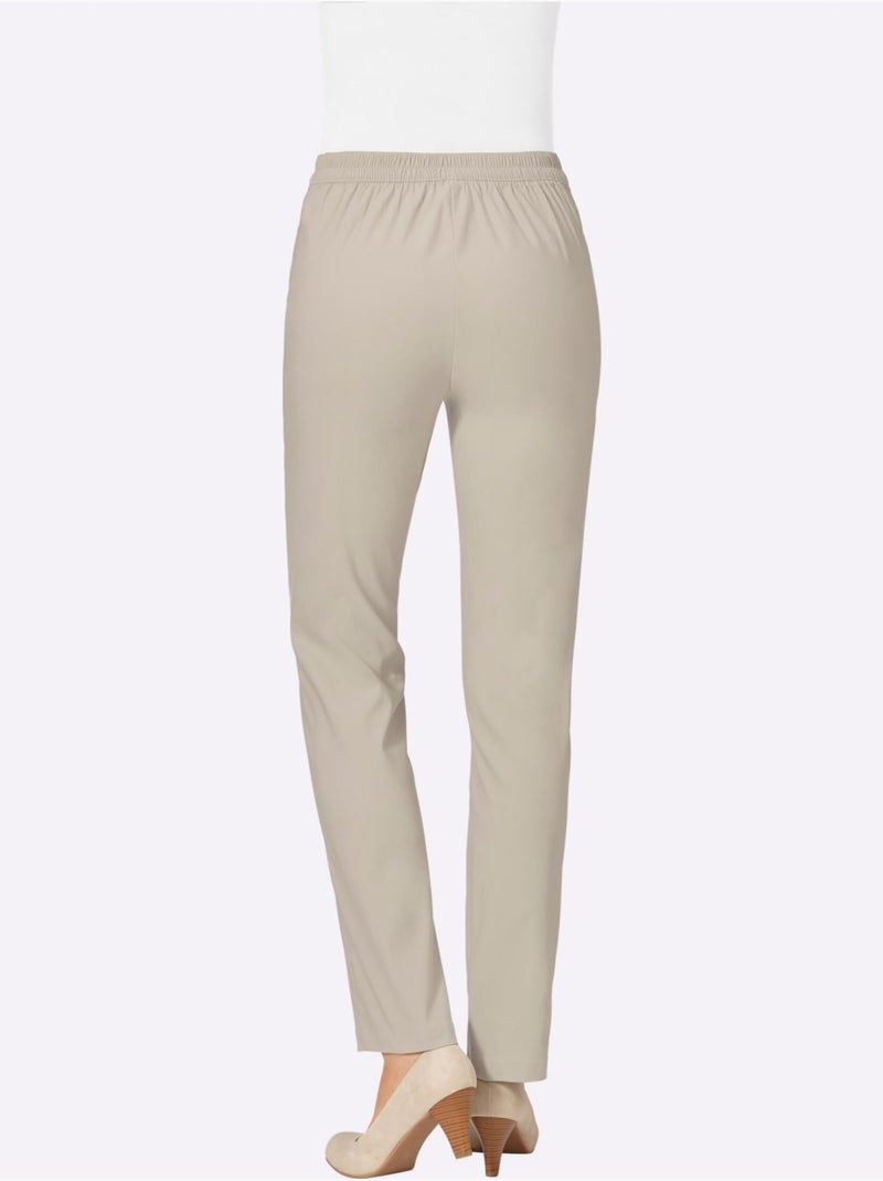 Pantalon En Bengaline Qualité Extensible - Taille Courte - Moda Vilona Sable - Kiabi
