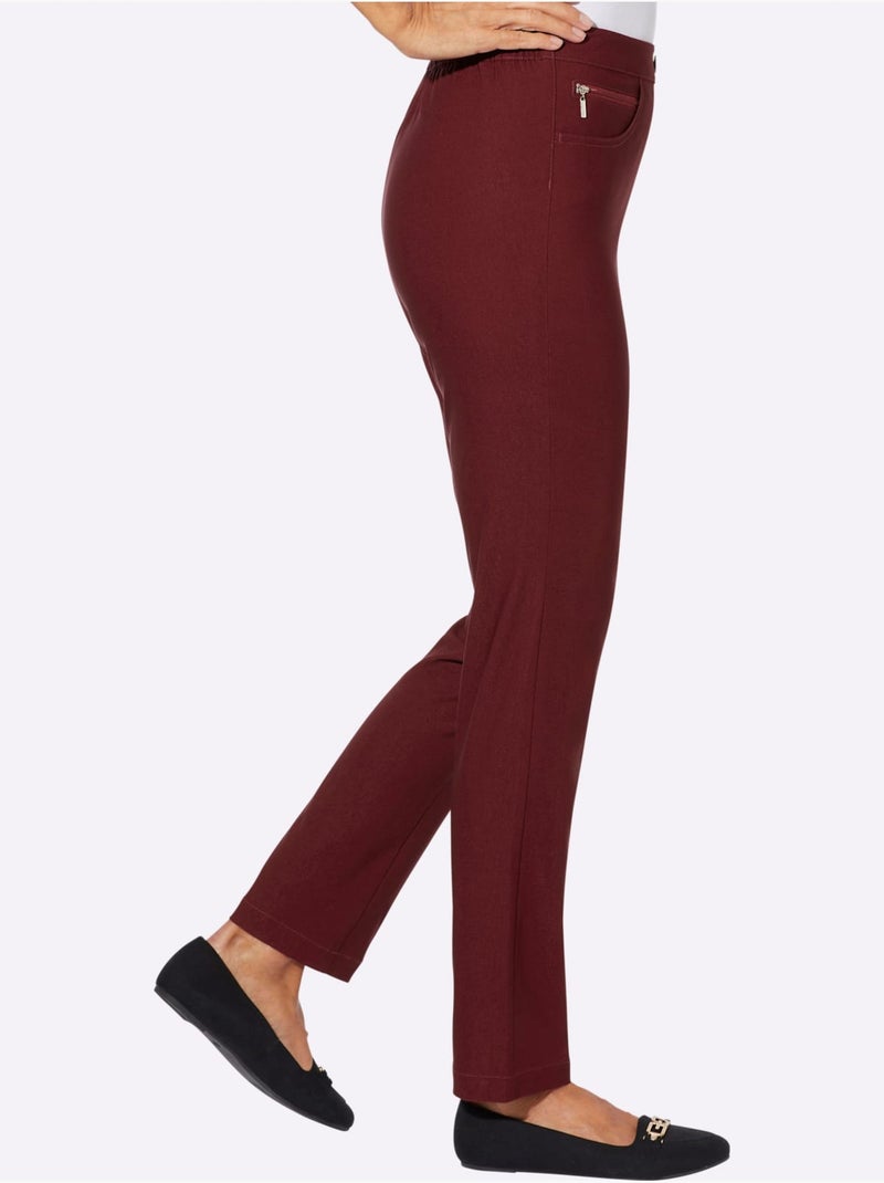 Pantalon En Bengaline Qualité Extensible - Taille Standard - Moda Vilona Bordeaux - Kiabi