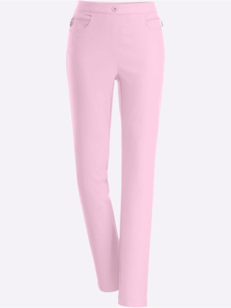 Pantalon En Bengaline Qualité Extensible - Taille Standard - Moda Vilona Rose - Kiabi