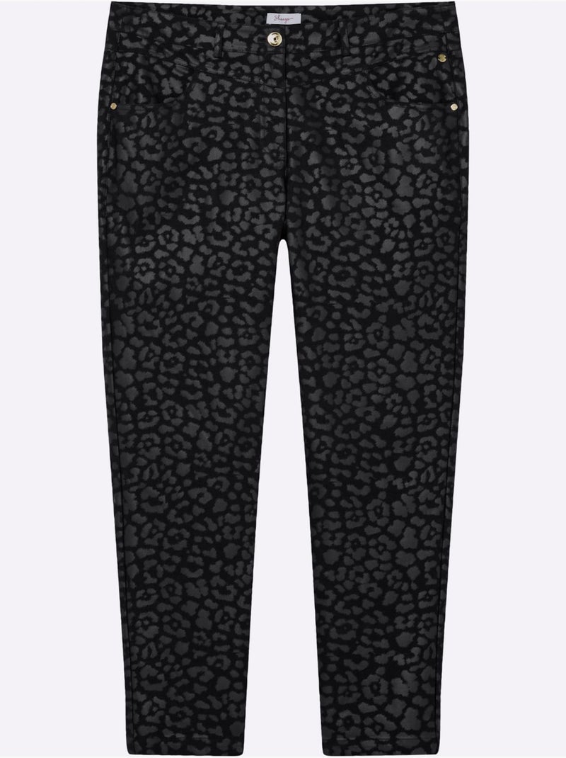 Pantalon En Bengaline Ravissant Tissu Imprimé - Taille Standard - Sheego Noir - Kiabi