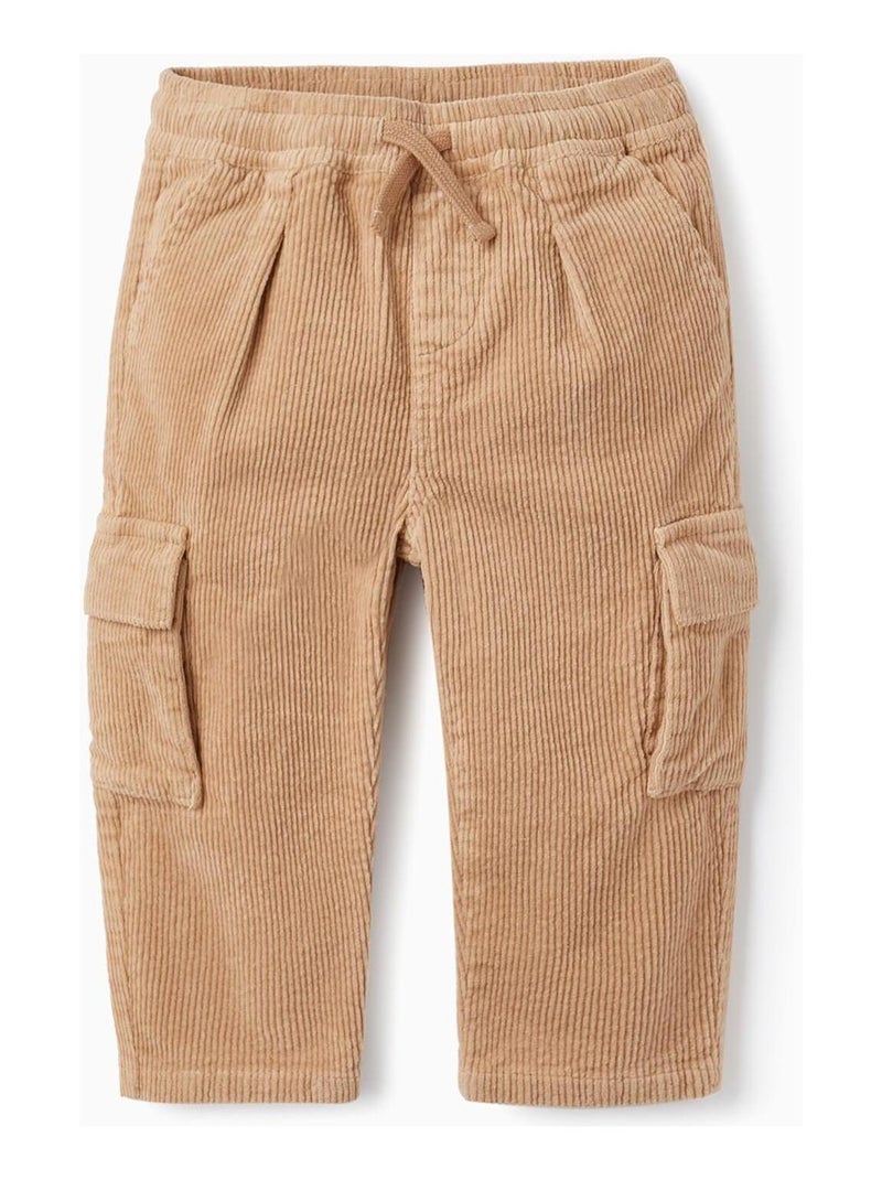 Pantalon en bombasin avec poches cargo pour bébé garçon   ACE CLUBS Beige foncé - Kiabi