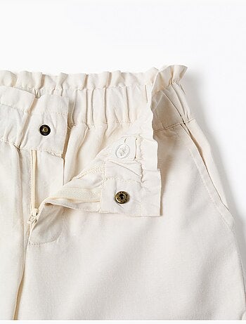 Pantalon en coton à jambe large avec fleurs brodées