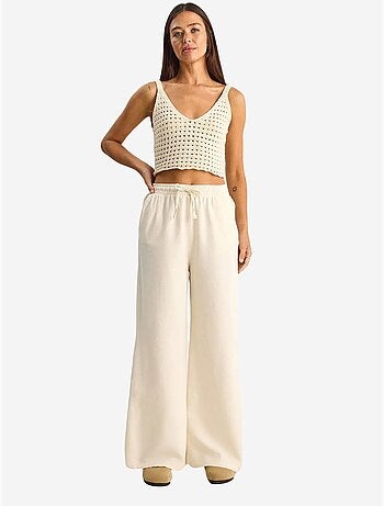 Pantalon en coton à jambes larges avec cordon à la taille lucci