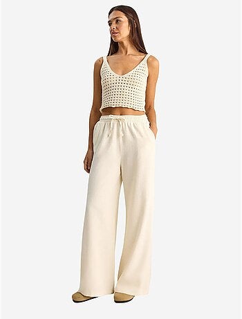 Pantalon en coton à jambes larges avec cordon à la taille lucci