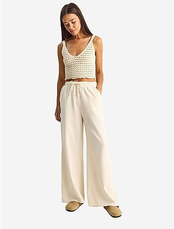 Pantalon en coton à jambes larges avec cordon à la taille lucci