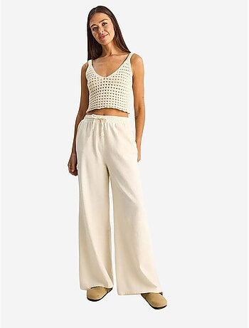 Pantalon en coton à jambes larges avec cordon à la taille lucci