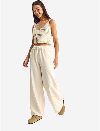 Pantalon en coton à jambes larges avec cordon à la taille lucci