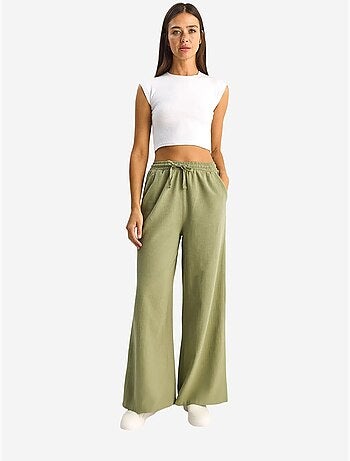 Pantalon en coton à jambes larges avec cordon à la taille lucci
