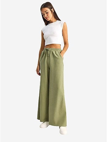 Pantalon en coton à jambes larges avec cordon à la taille lucci